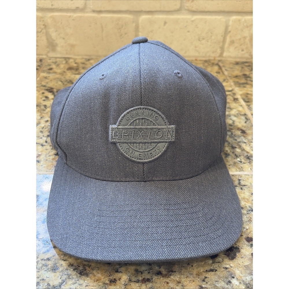 Brixton Charcoal Gray RUNNING ON‎ EMPTY Embroidered Patch Snapback Hat Cap Adult